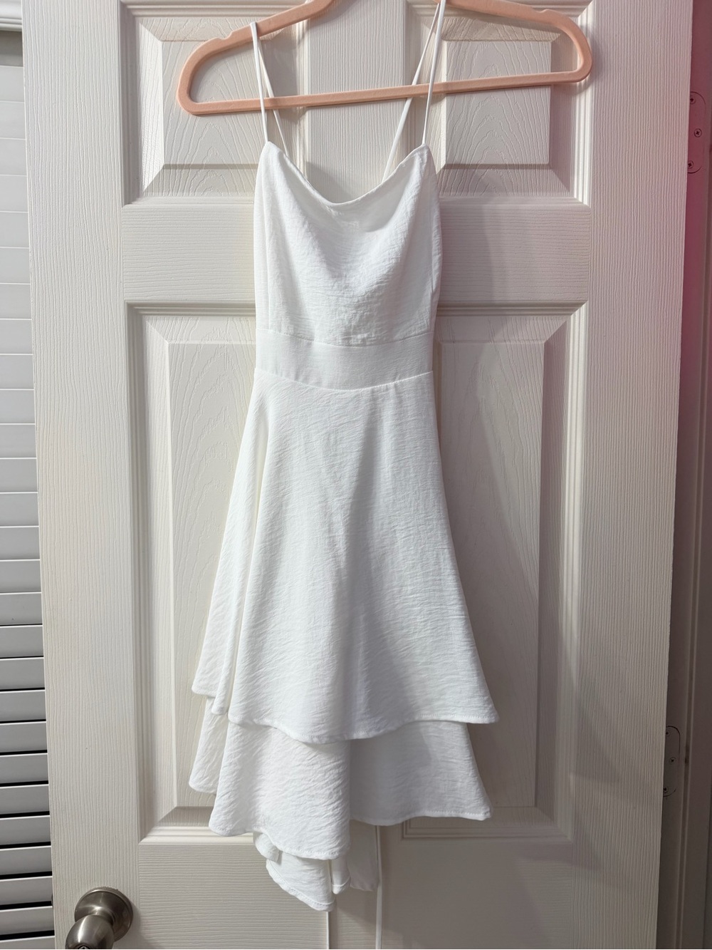 American Threads White Strapless Tiered Mini Dress